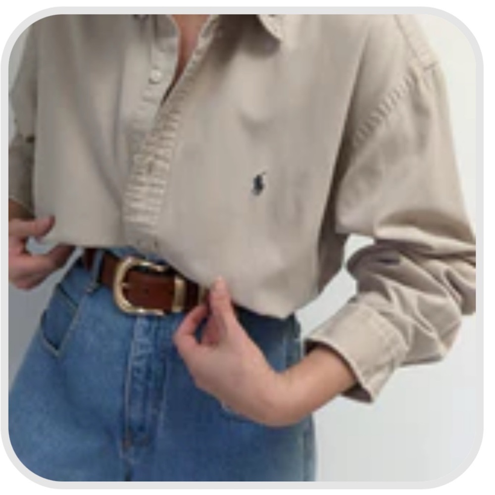 Vintage Ralph Lauren Beige Button Down Shirt